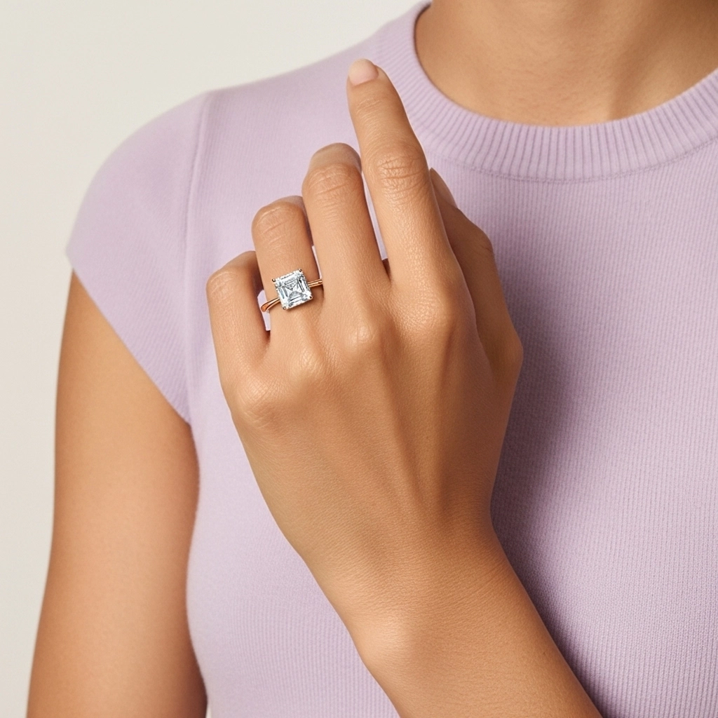 Classique Asscher 2.00ct Zircon cubique Bague de fiançailles