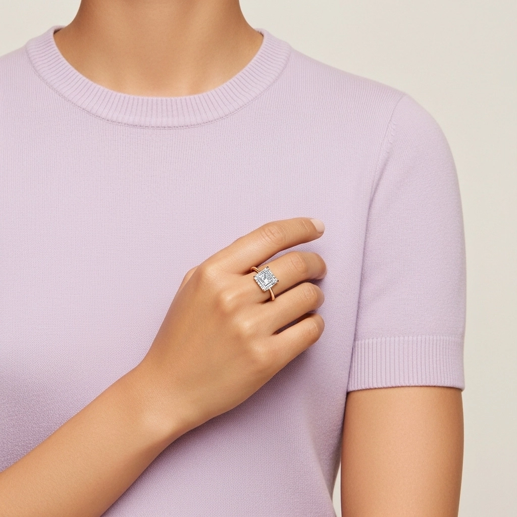 Classique Asscher 2.00ct Zircon cubique Bague de fiançailles