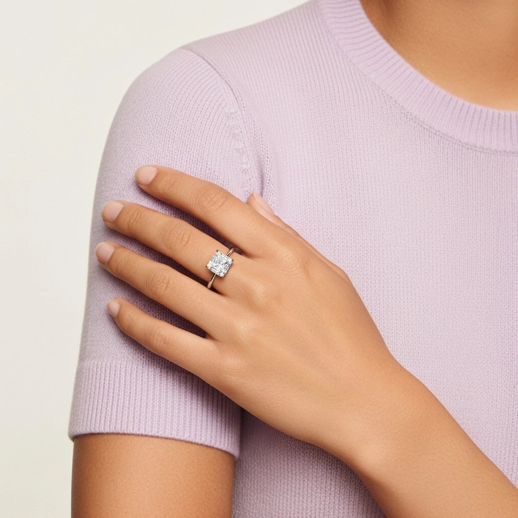 Classic Asscher 1.00ct Cubic Zirconia Engagement Ring