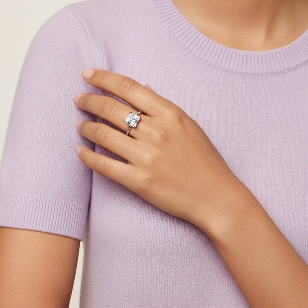 Classic Asscher 1.00ct Cubic Zirconia Engagement Ring