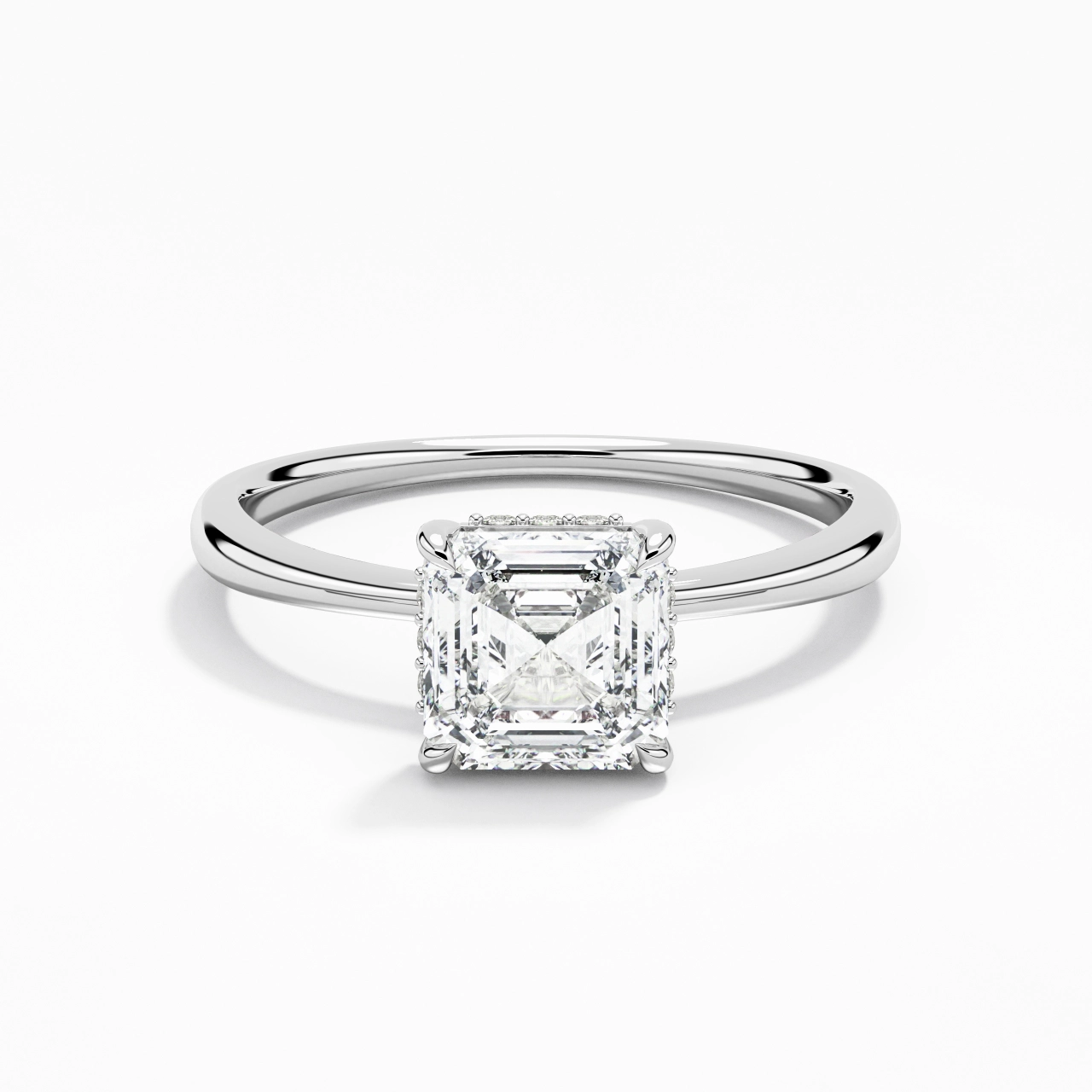 Classic Asscher 1.00ct Moissanite Engagement Ring