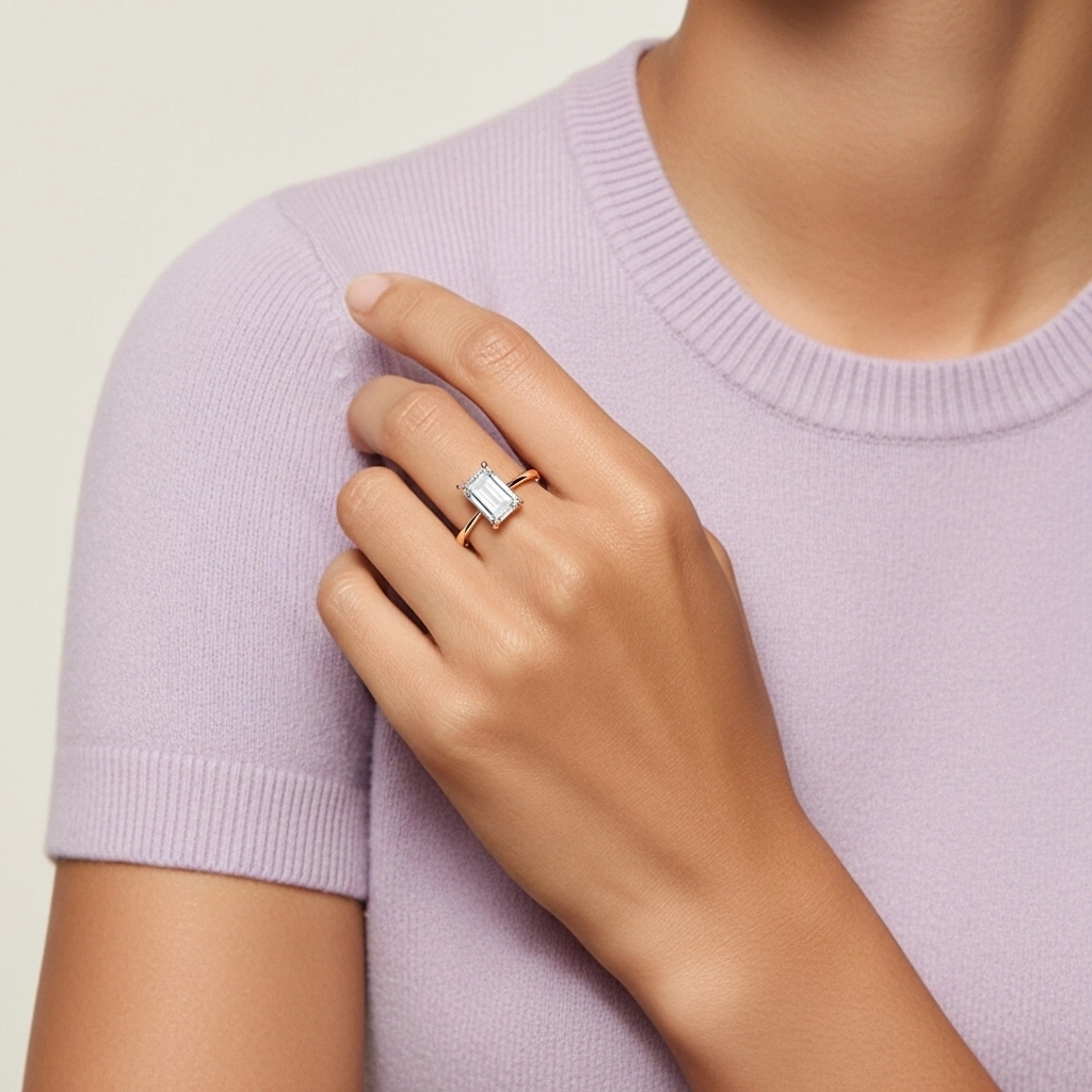 Classic Emerald 0.80ct Cubic Zirconia Engagement Ring