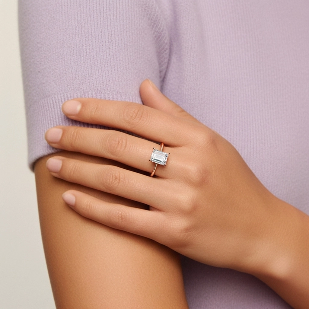 Classic Emerald 0.80ct Cubic Zirconia Engagement Ring