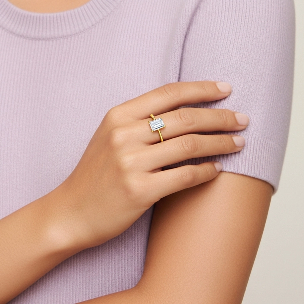 Classic Emerald 0.80ct Cubic Zirconia Engagement Ring