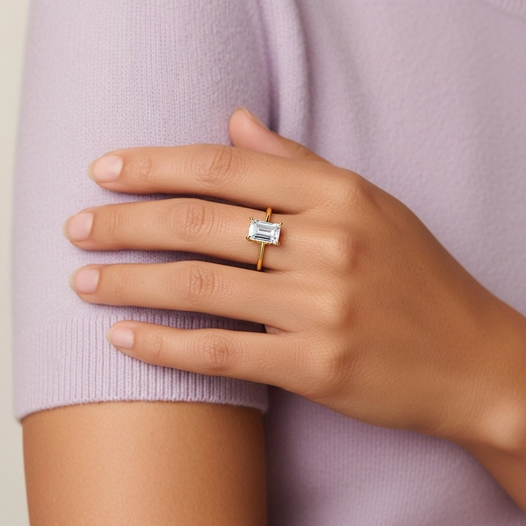 Classic Emerald 0.80ct Cubic Zirconia Engagement Ring