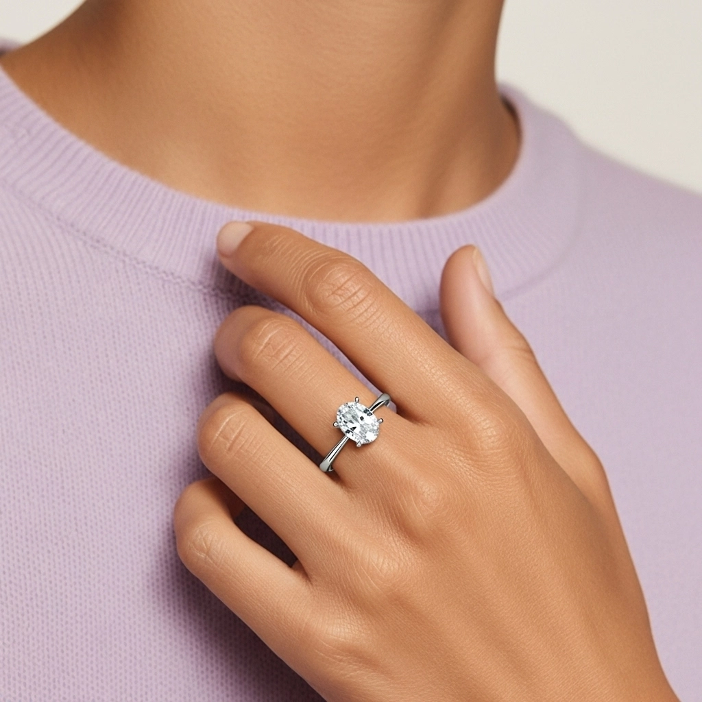 Classic Oval 1.00ct Cubic Zirconia Engagement Ring