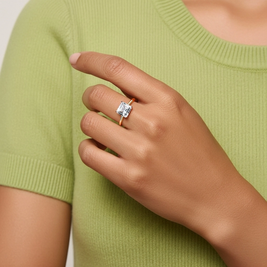 925 Sterling Silver Hidden Halo Engagement Ring