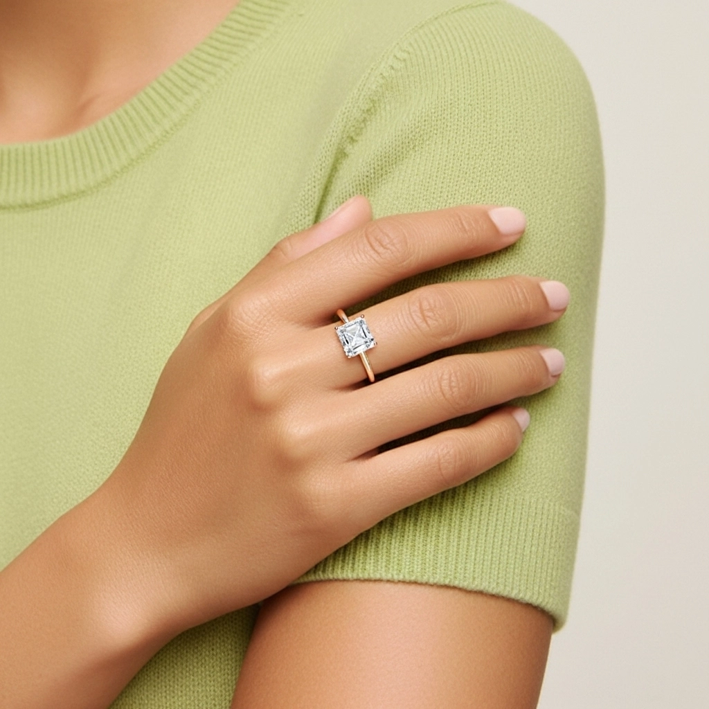 925 Sterling Silver Hidden Halo Engagement Ring