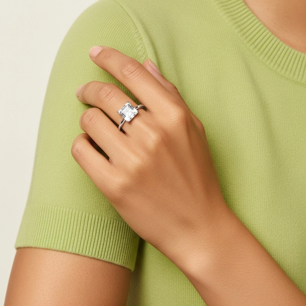 925 Sterling Silver Hidden Halo Engagement Ring