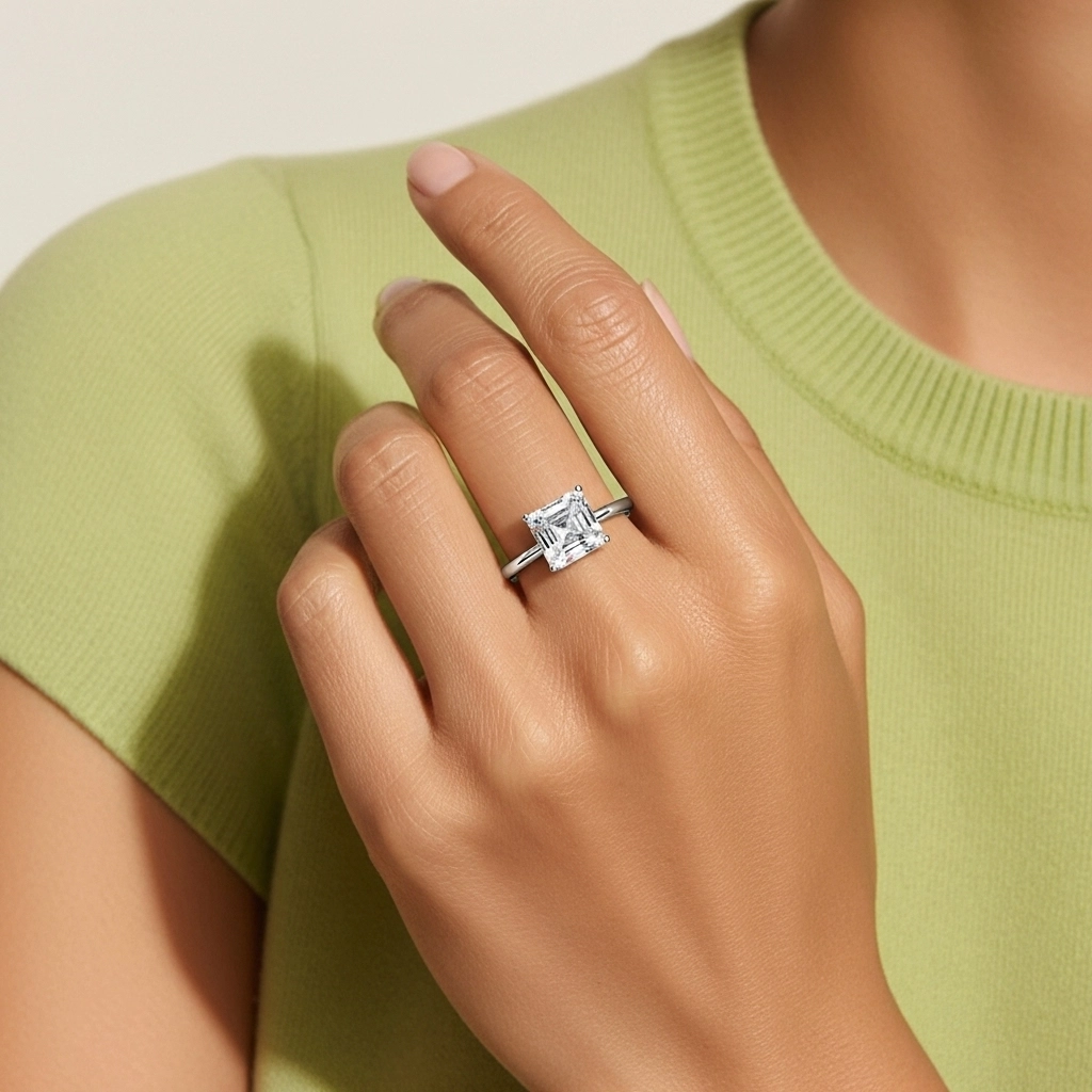 925 Sterling Silver Hidden Halo Engagement Ring