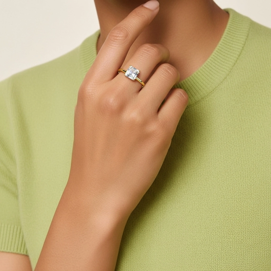 925 Sterling Silver Hidden Halo Engagement Ring