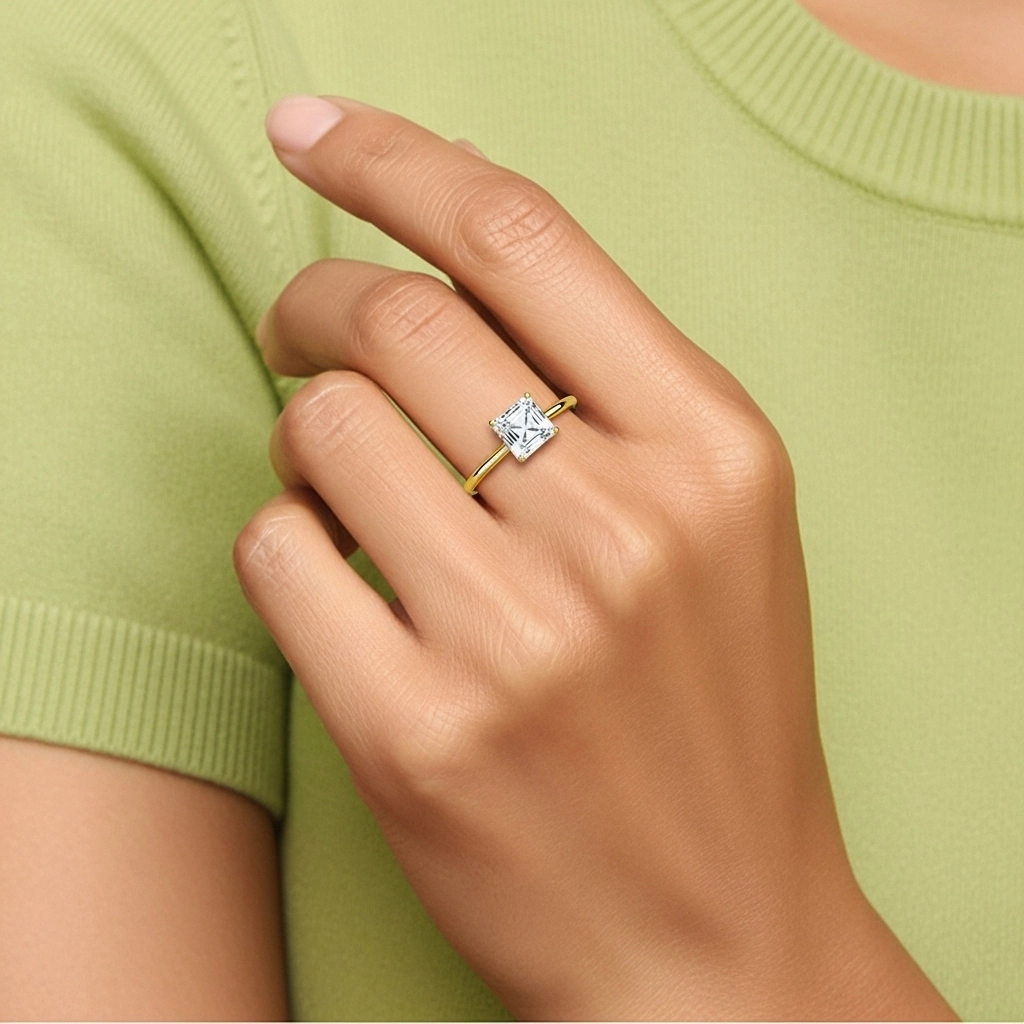 925 Sterling Silver Hidden Halo Engagement Ring