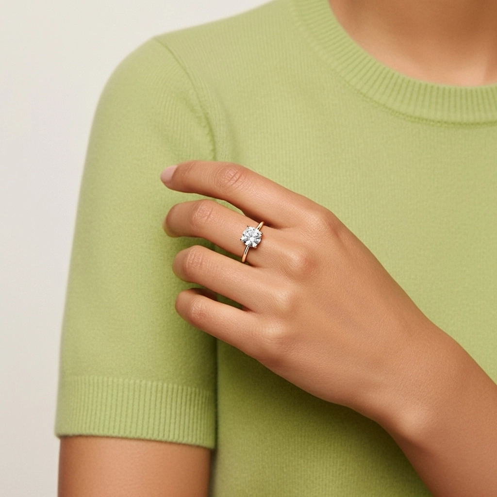 925 Sterling Silver Hidden Halo Engagement Ring