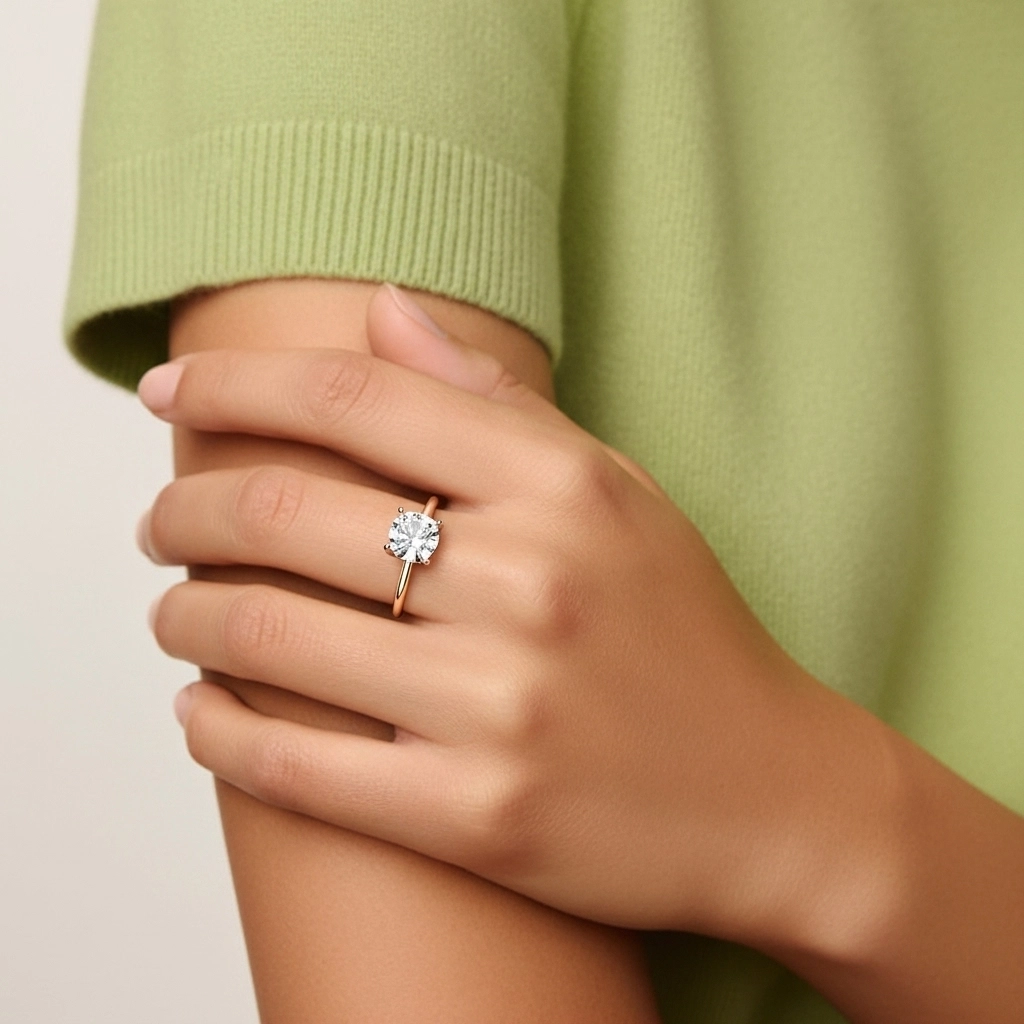 925 Sterling Silver Hidden Halo Engagement Ring