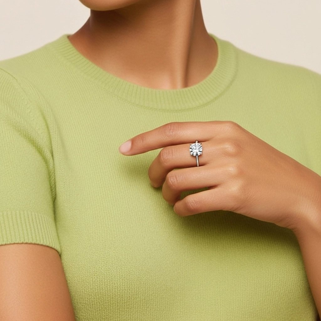 925 Sterling Silver Hidden Halo Engagement Ring