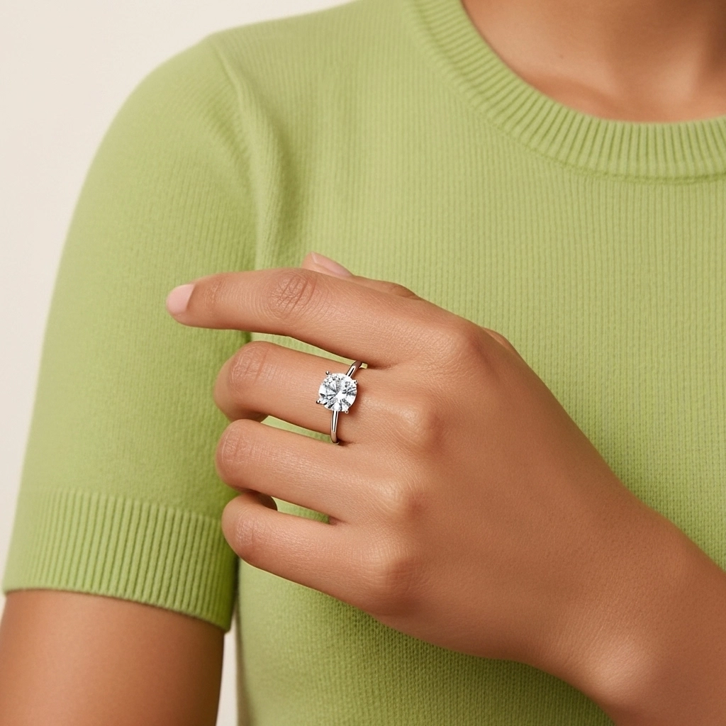 925 Sterling Silver Hidden Halo Engagement Ring