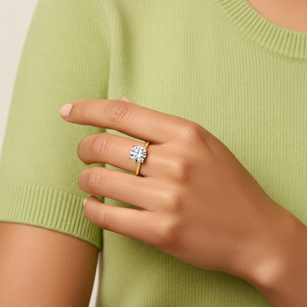 925 Sterling Silver Hidden Halo Engagement Ring