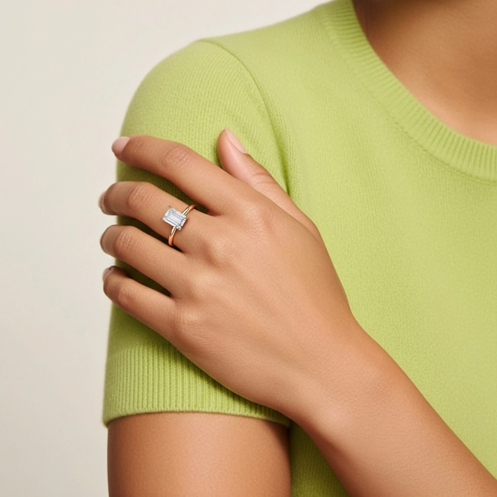 925 Sterling Silver Hidden Halo Engagement Ring