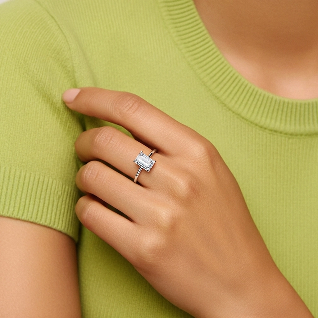 925 Sterling Silver Hidden Halo Engagement Ring