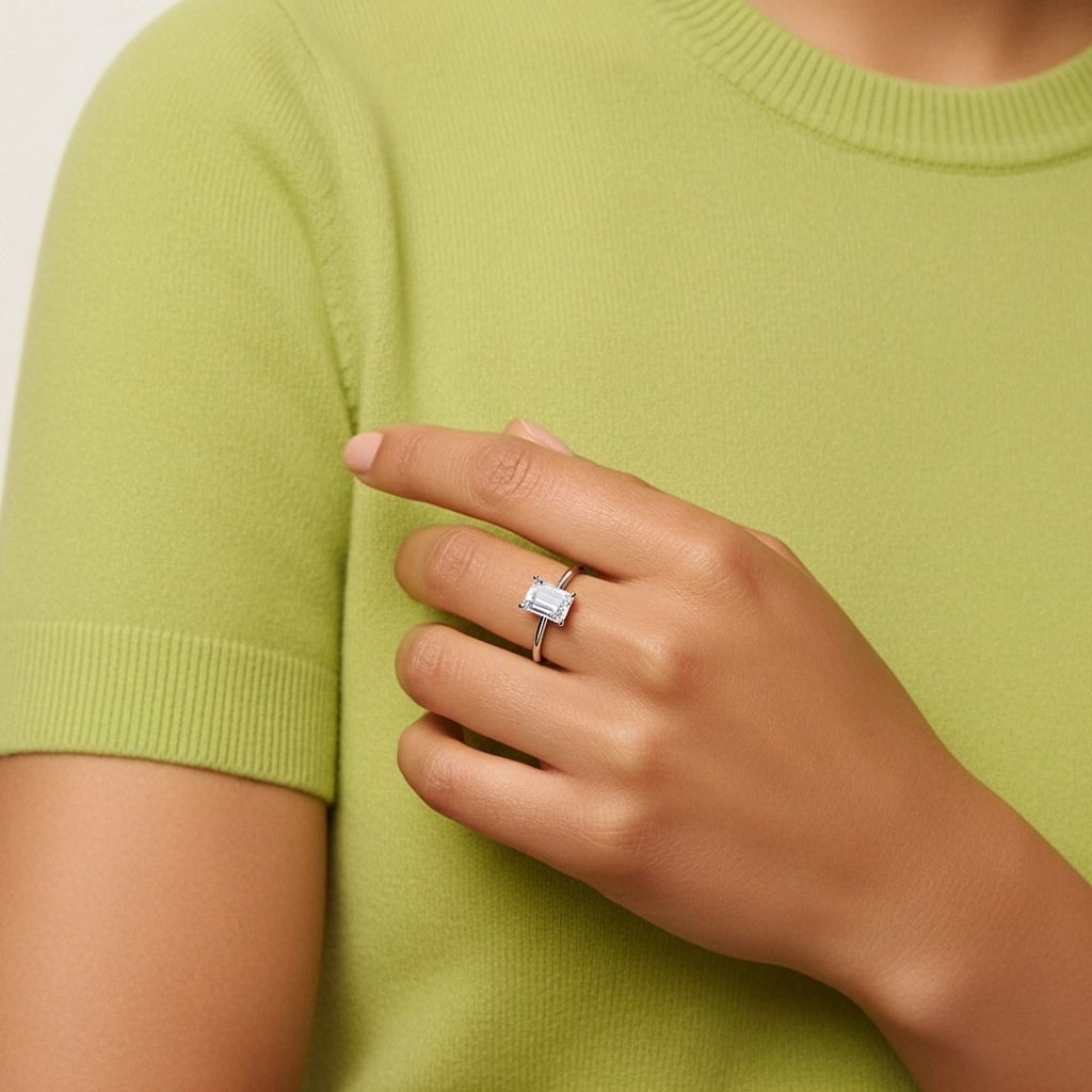 925 Sterling Silver Hidden Halo Engagement Ring