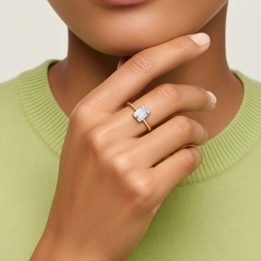 925 Sterling Silver Hidden Halo Engagement Ring