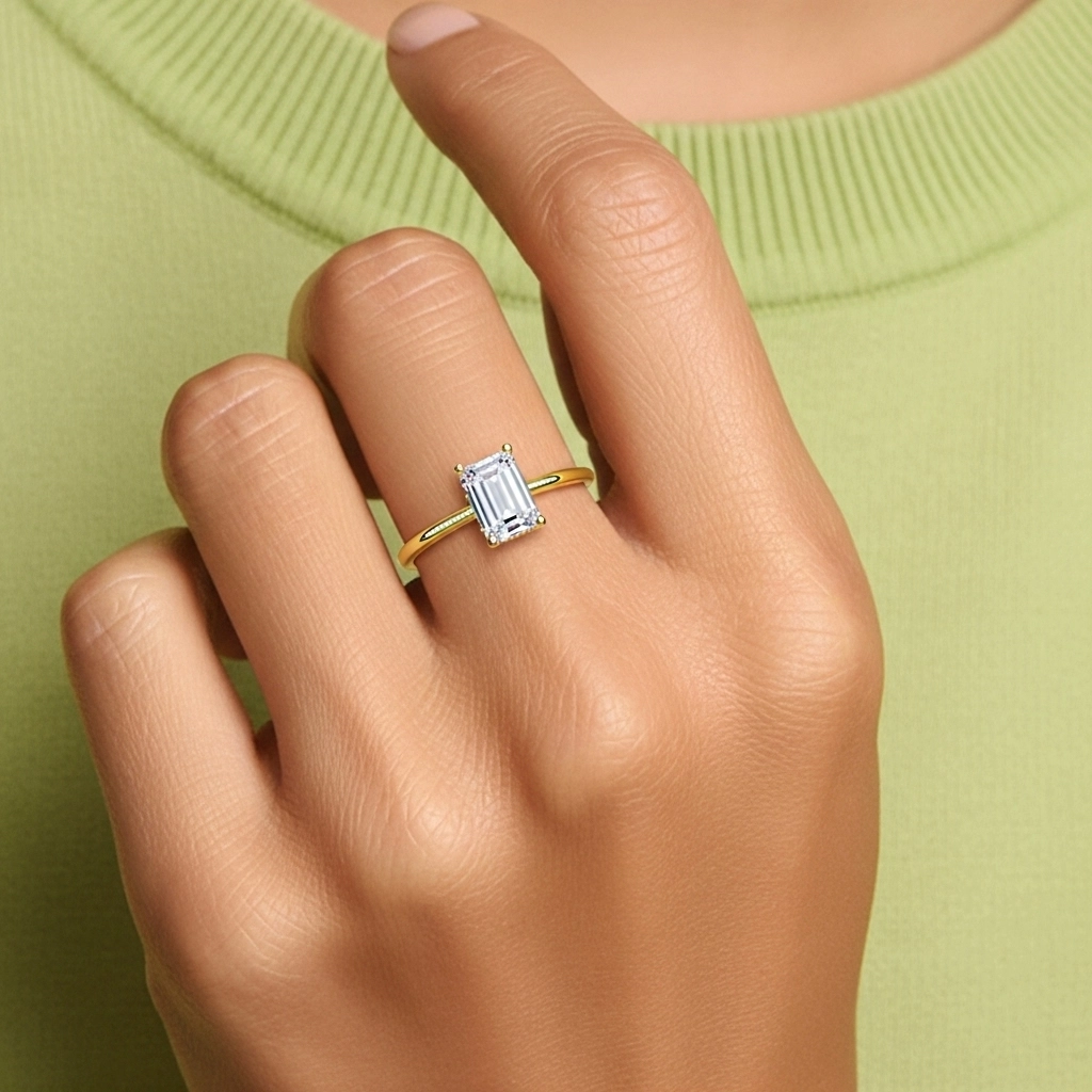 925 Sterling Silver Hidden Halo Engagement Ring