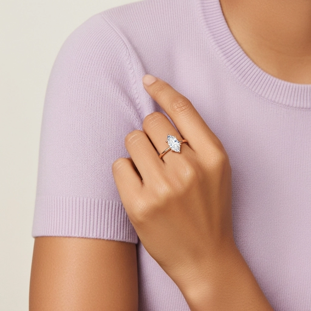 925 Sterling Silver Hidden Halo Engagement Ring