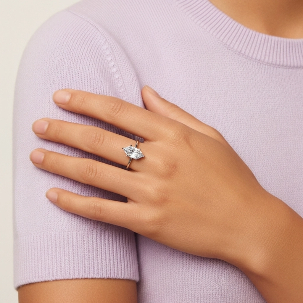 925 Sterling Silver Hidden Halo Engagement Ring