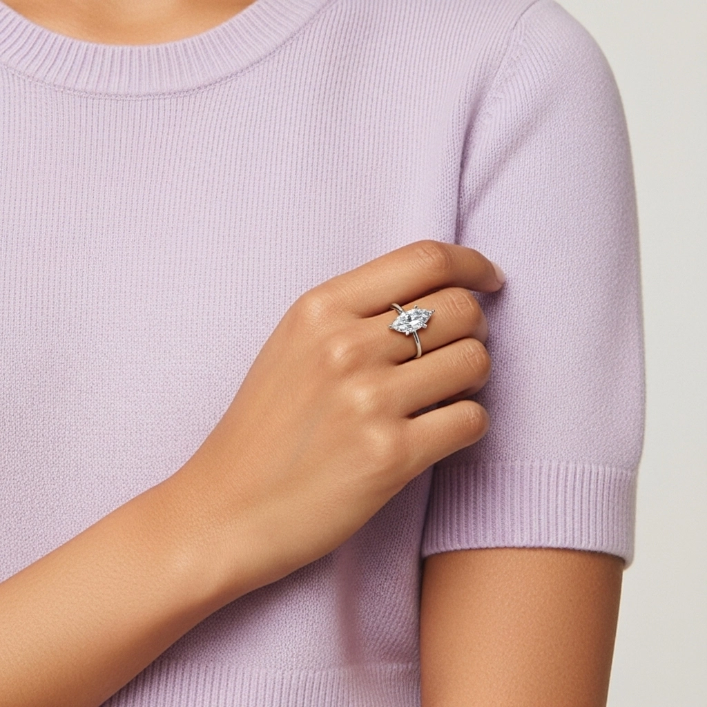 925 Sterling Silver Hidden Halo Engagement Ring