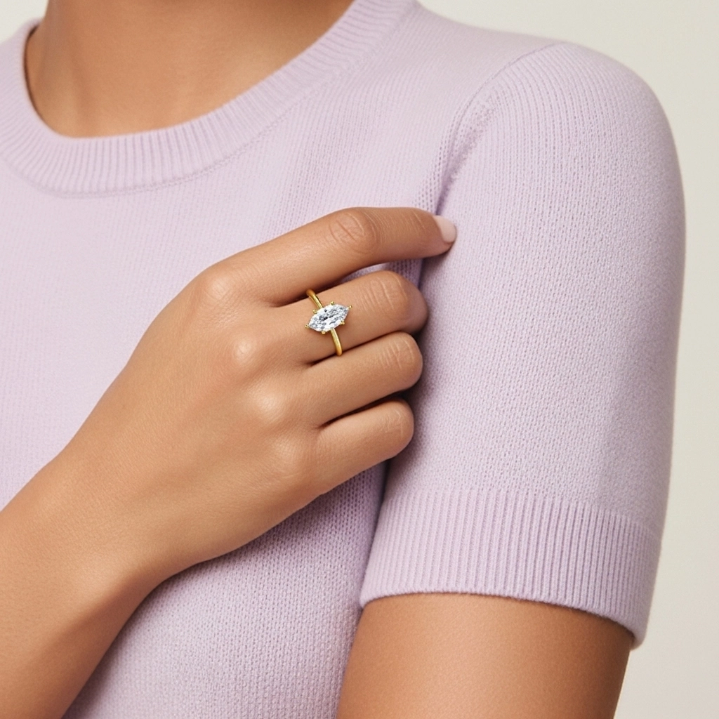 925 Sterling Silver Hidden Halo Engagement Ring