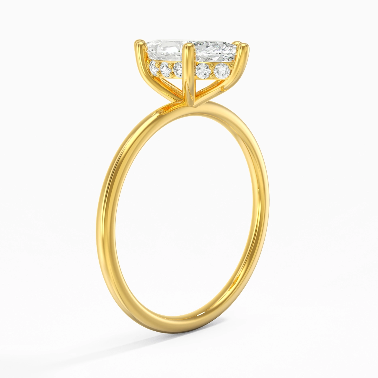 14K Gold Hidden Halo Engagement Ring