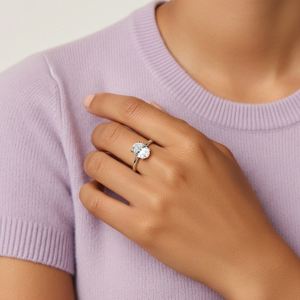 925 Sterling Silver Hidden Halo Engagement Ring