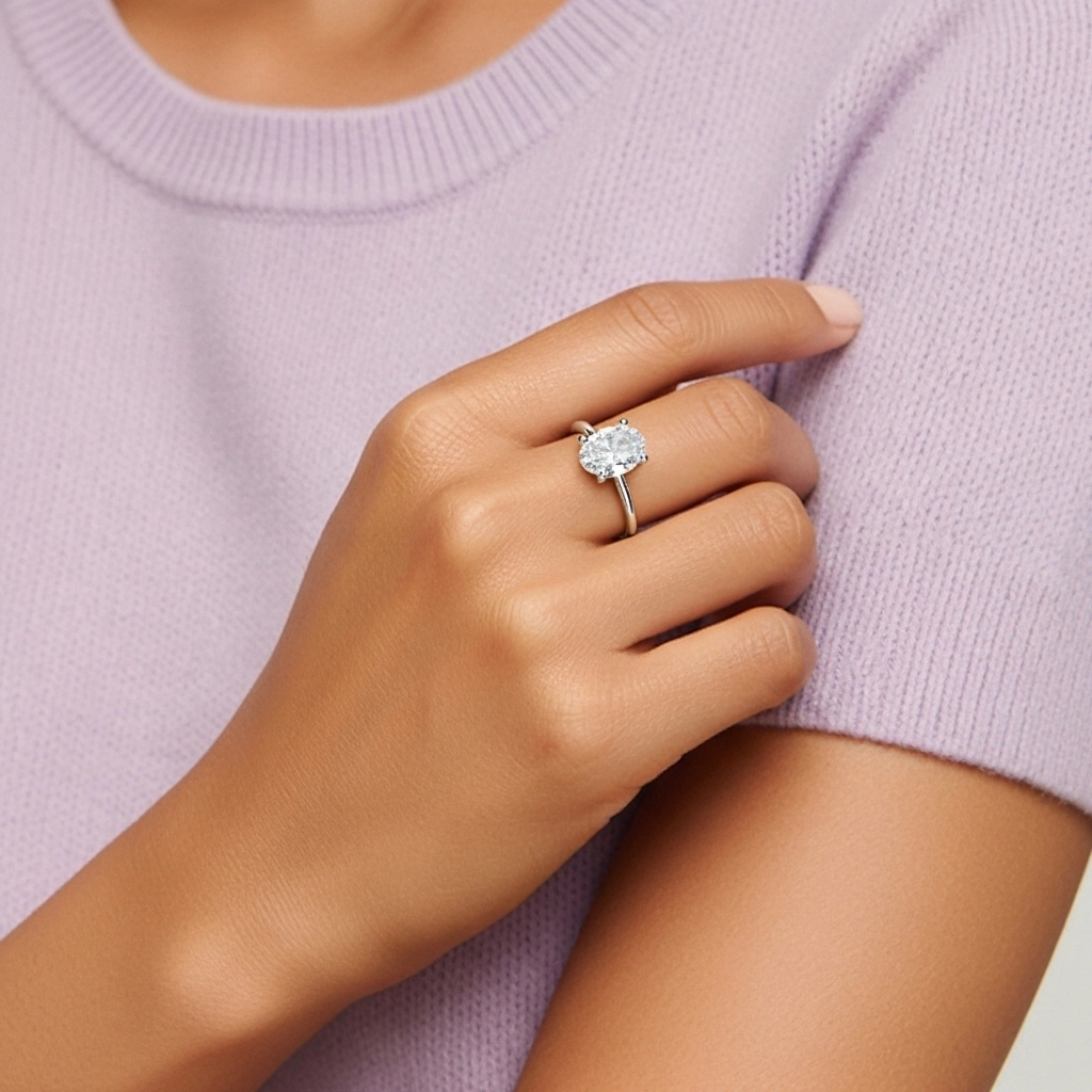 925 Sterling Silver Hidden Halo Engagement Ring