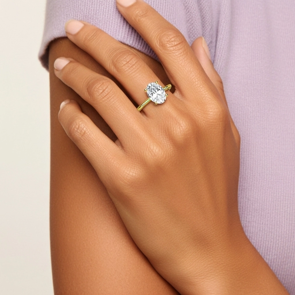 925 Sterling Silver Hidden Halo Engagement Ring