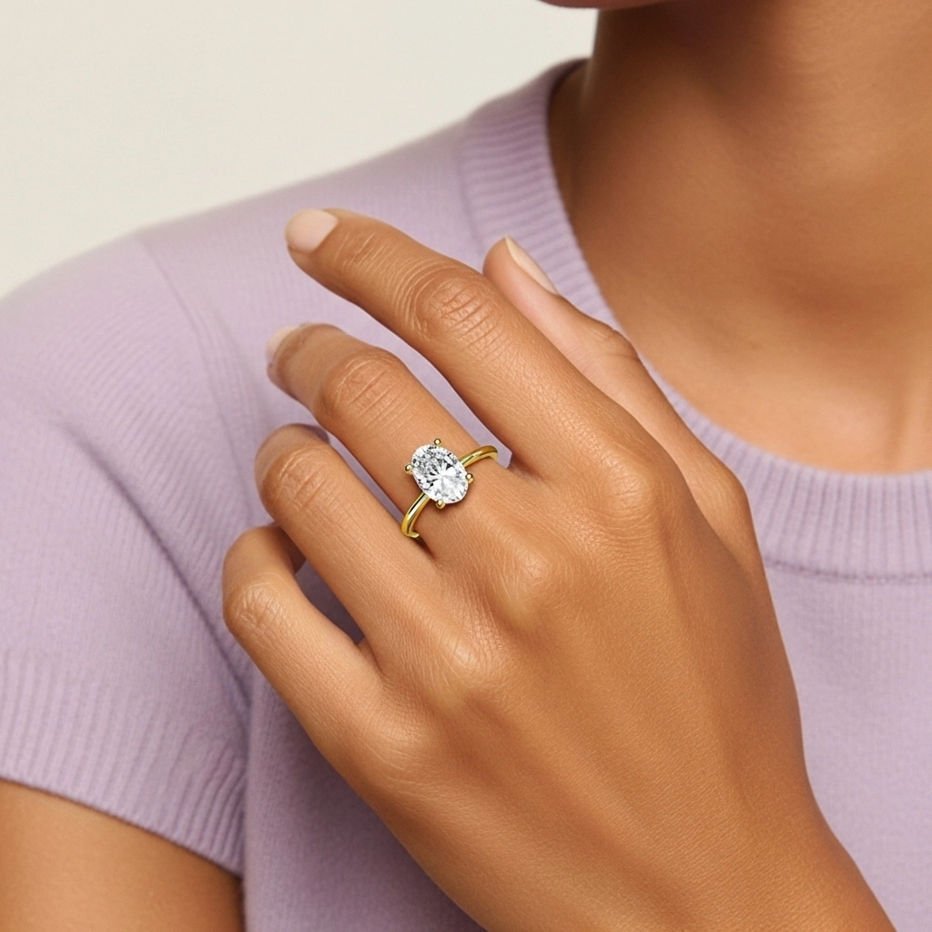 925 Sterling Silver Hidden Halo Engagement Ring