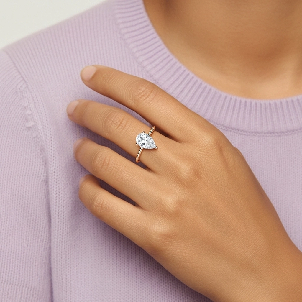 925 Sterling Silver Hidden Halo Engagement Ring