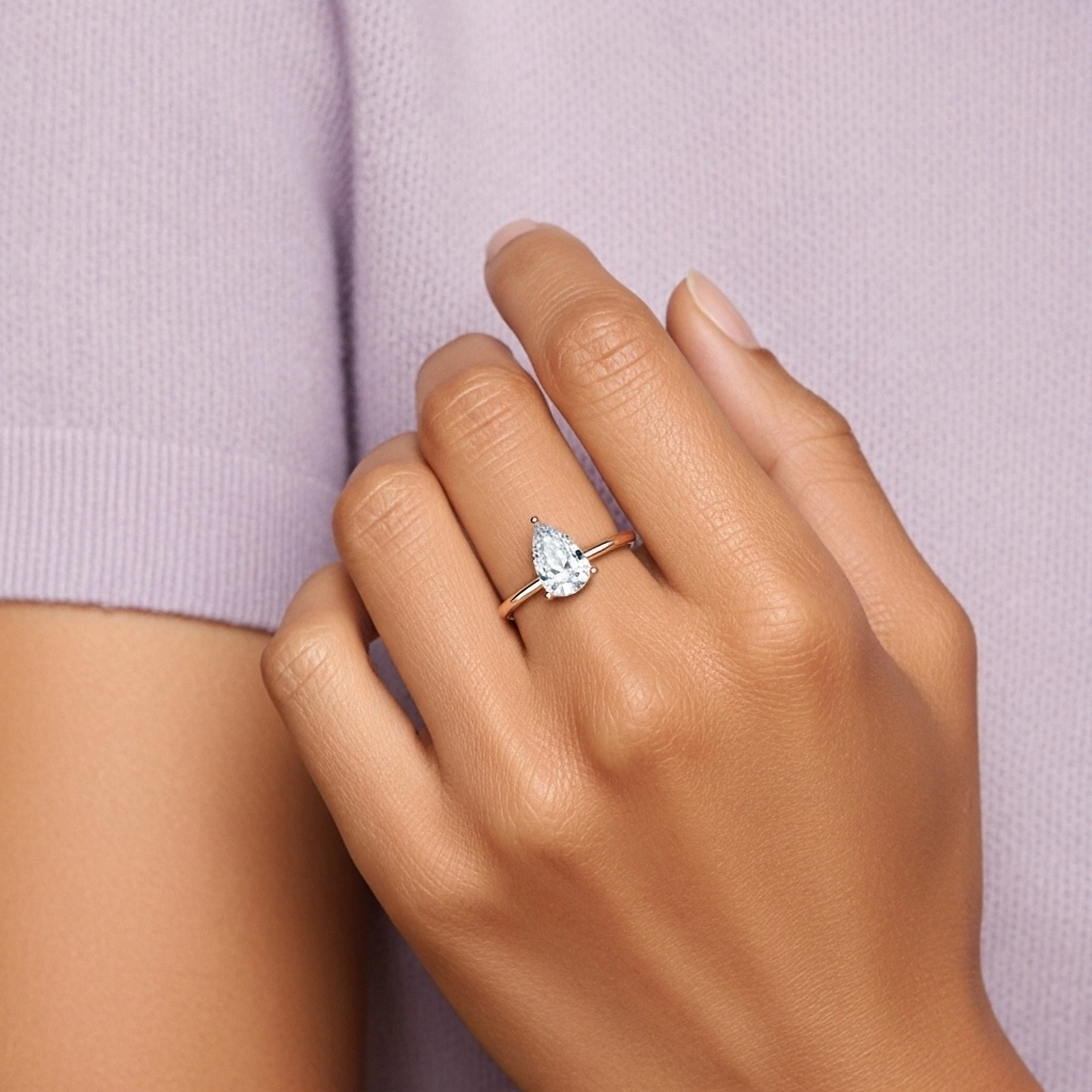 925 Sterling Silver Hidden Halo Engagement Ring