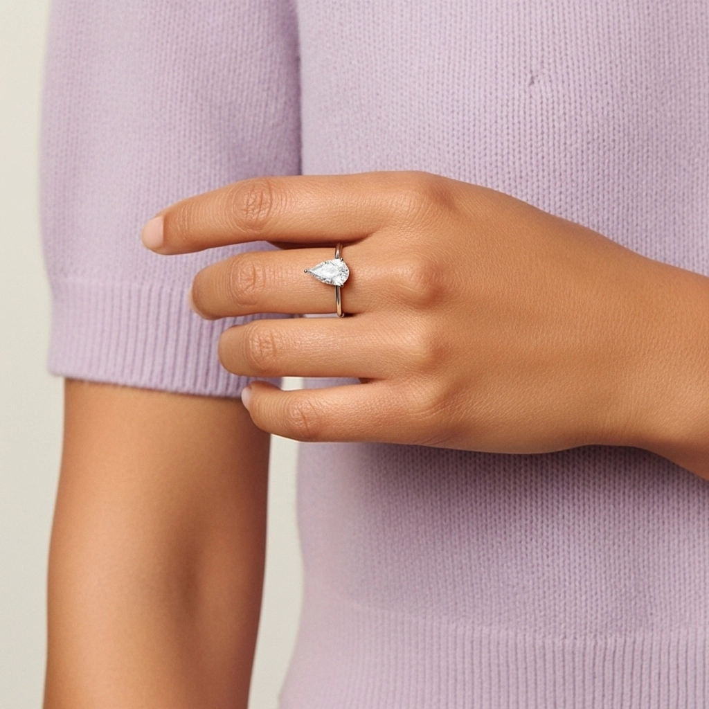 925 Sterling Silver Hidden Halo Engagement Ring