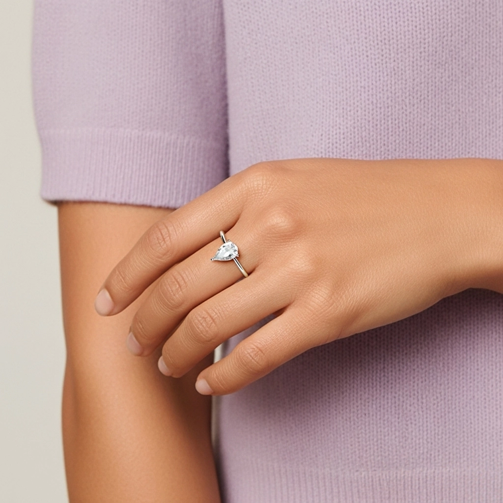 925 Sterling Silver Hidden Halo Engagement Ring