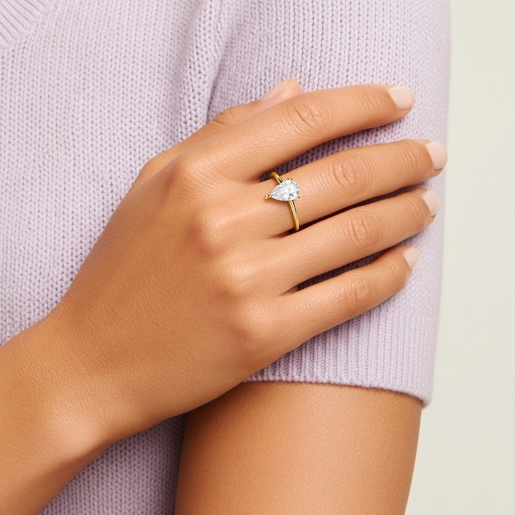 925 Sterling Silver Hidden Halo Engagement Ring