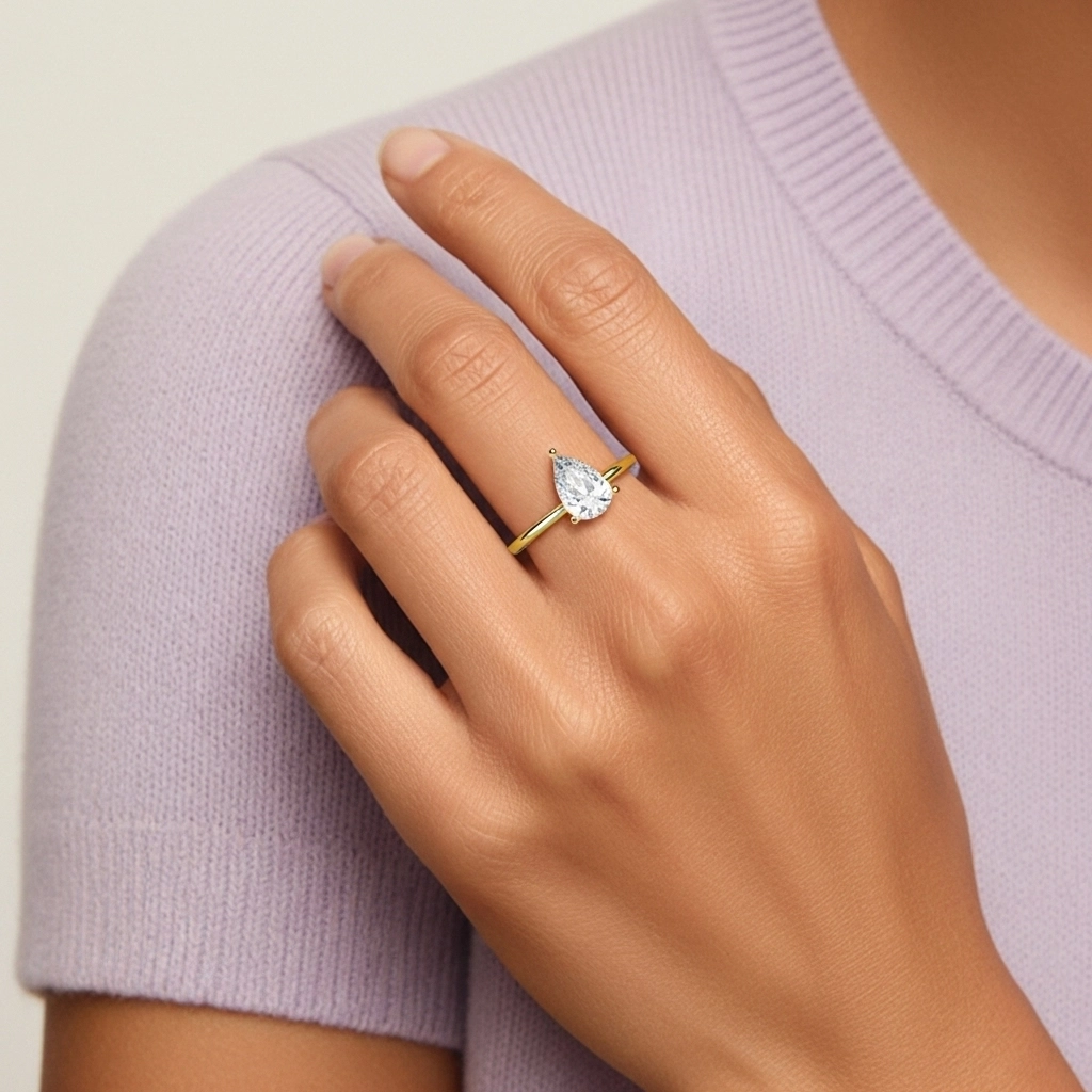 925 Sterling Silver Hidden Halo Engagement Ring