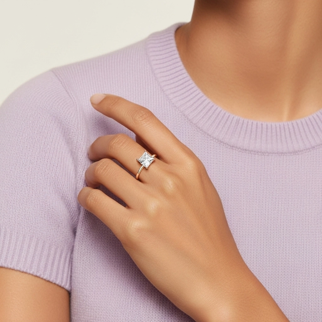 Plata esterlina 925 Aro de halo oculto Anillo de Compromiso