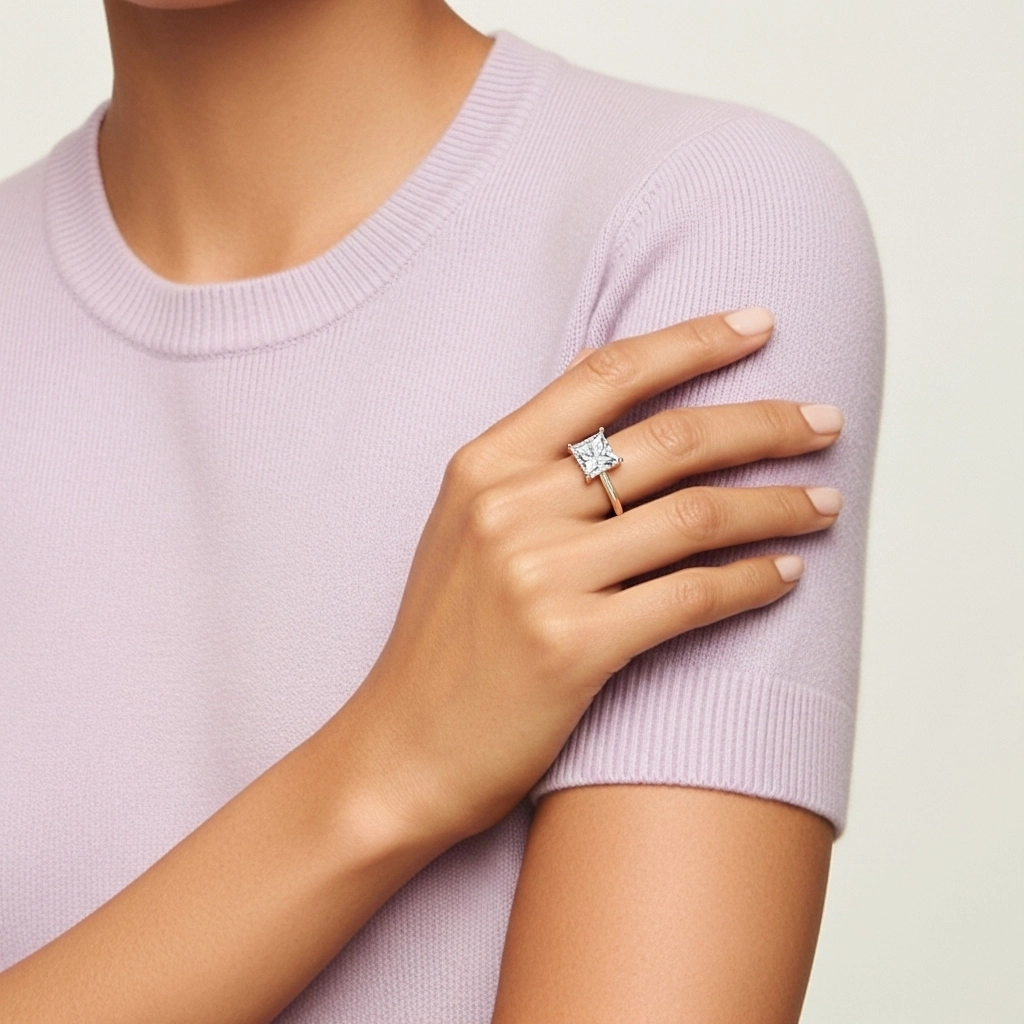 Plata esterlina 925 Aro de halo oculto Anillo de Compromiso