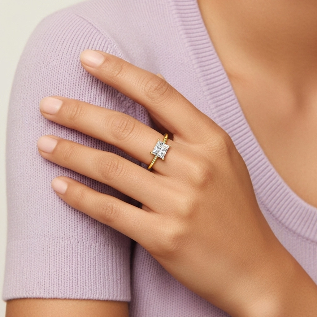 925 Sterling Silver Hidden Halo Engagement Ring