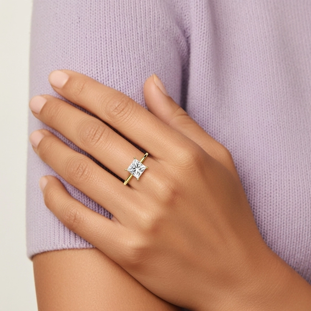 925 Sterling Silver Hidden Halo Engagement Ring