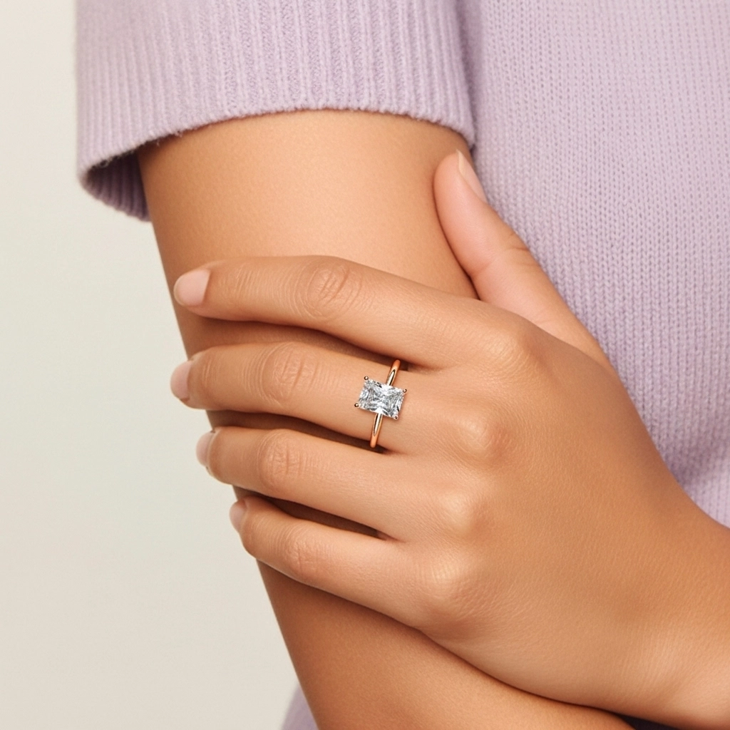 925 Sterling Silver Hidden Halo Engagement Ring