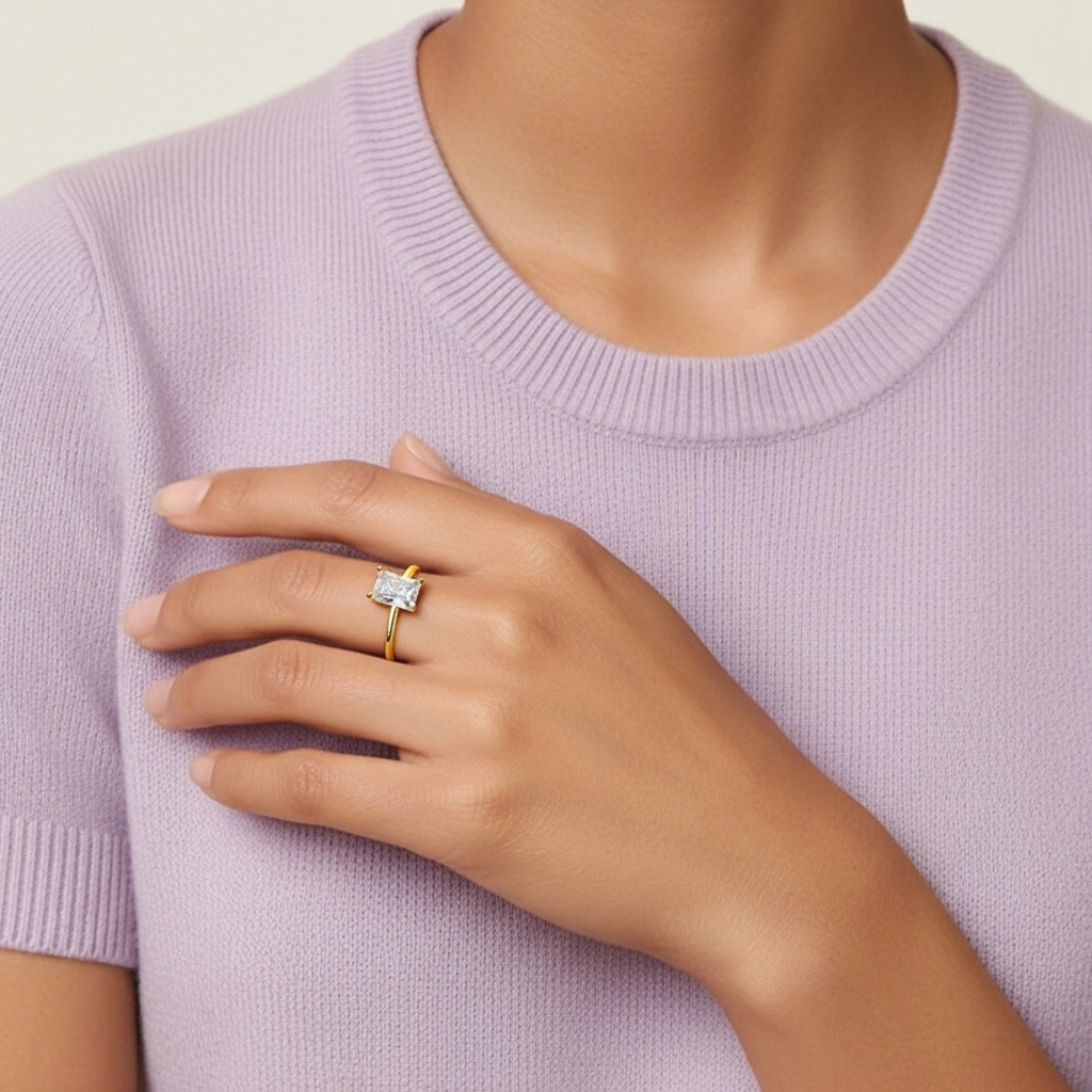 925 Sterling Silver Hidden Halo Engagement Ring