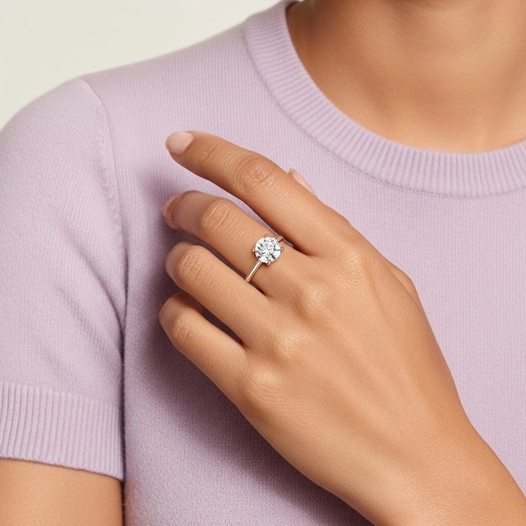 925 Sterling Silver Hidden Halo Engagement Ring