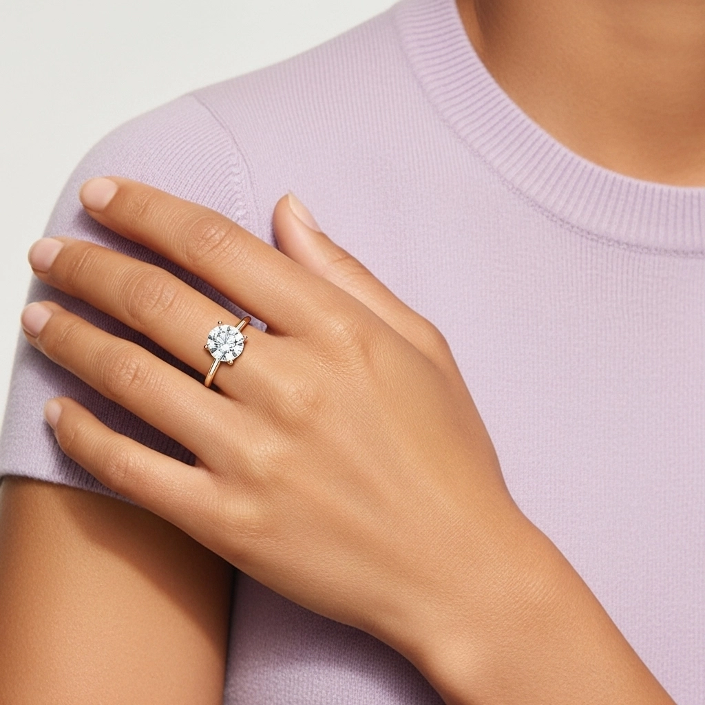 925 Sterling Silver Hidden Halo Engagement Ring