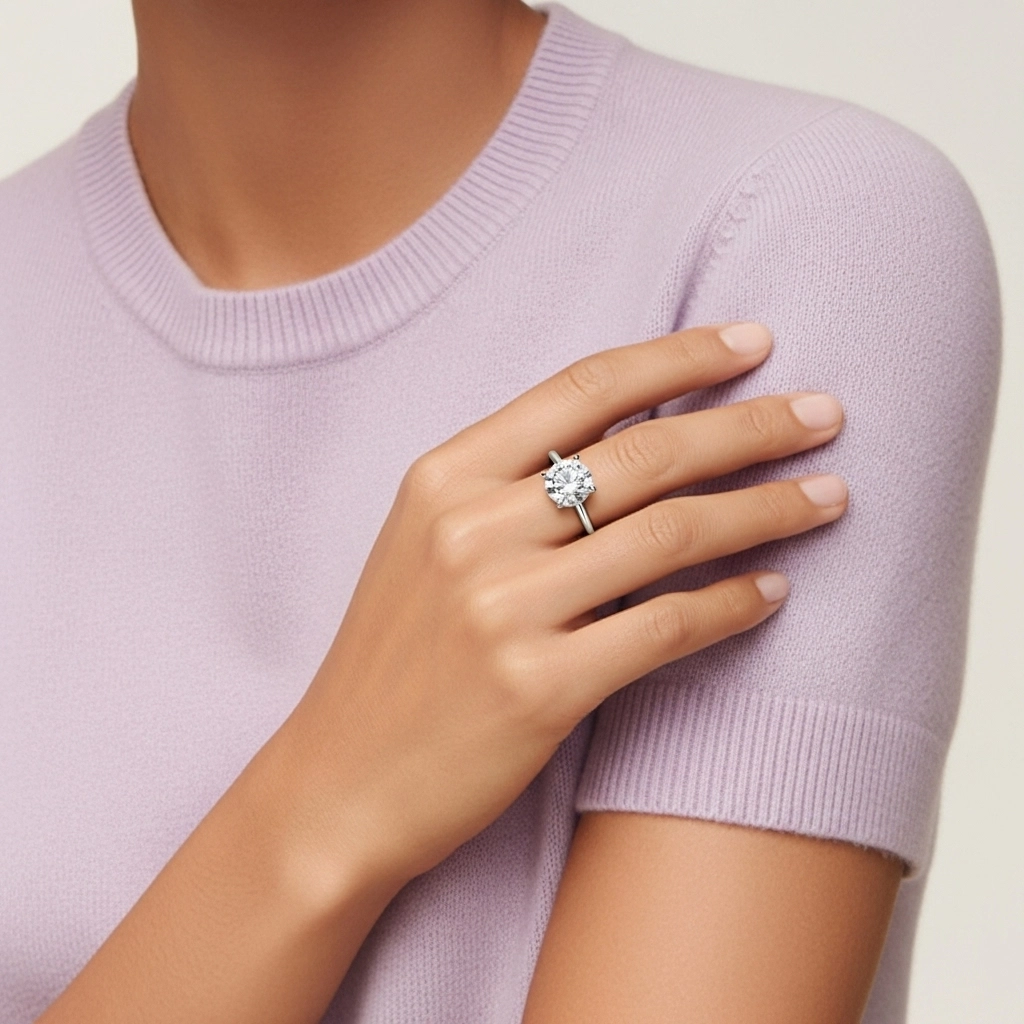 925 Sterling Silver Hidden Halo Engagement Ring